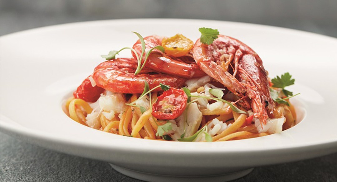 Crab and prawn linguine